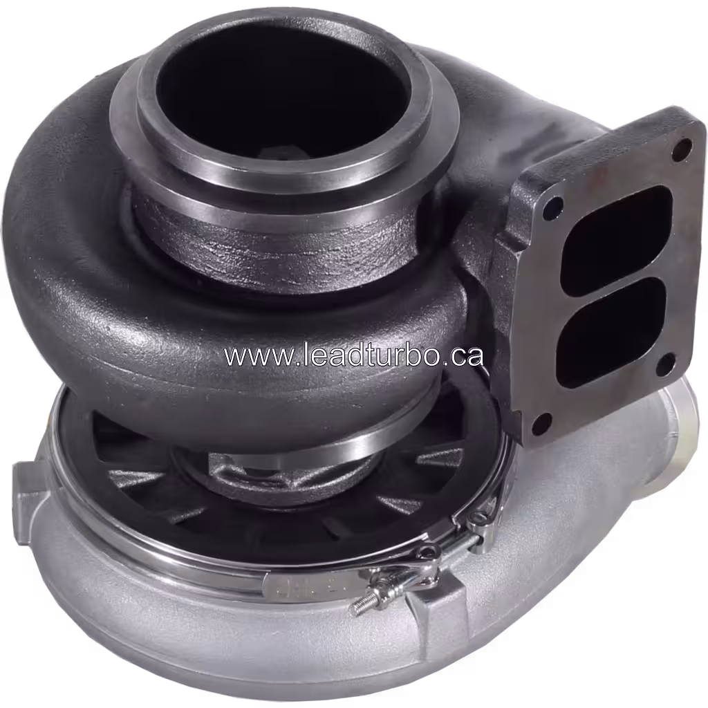 Bottom view showing turbine wheel of TMF5502 turbocharger