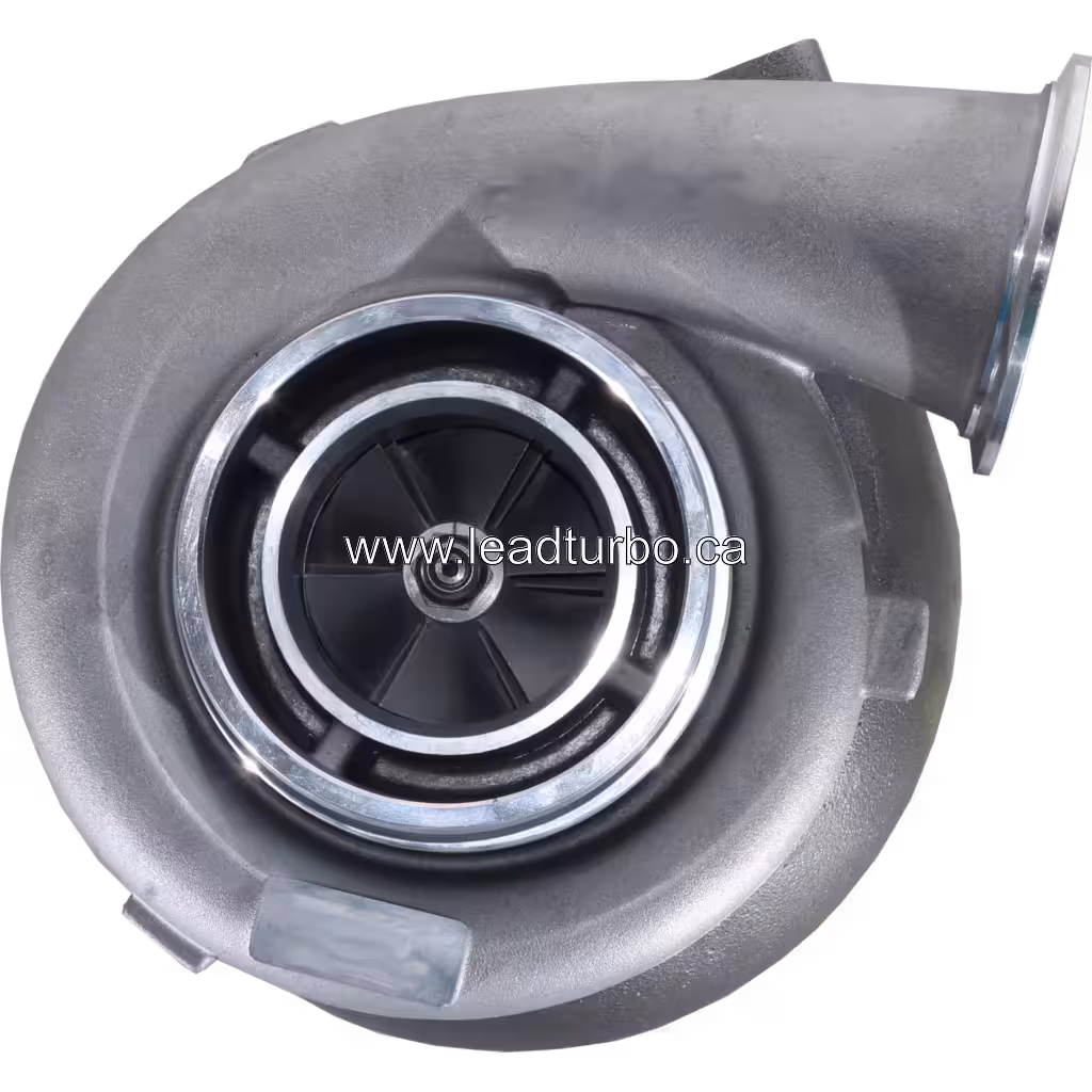 Two-shell turbocharger with silver compressor and dark turbine housing