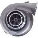 Two-shell turbocharger with silver compressor and dark turbine housing