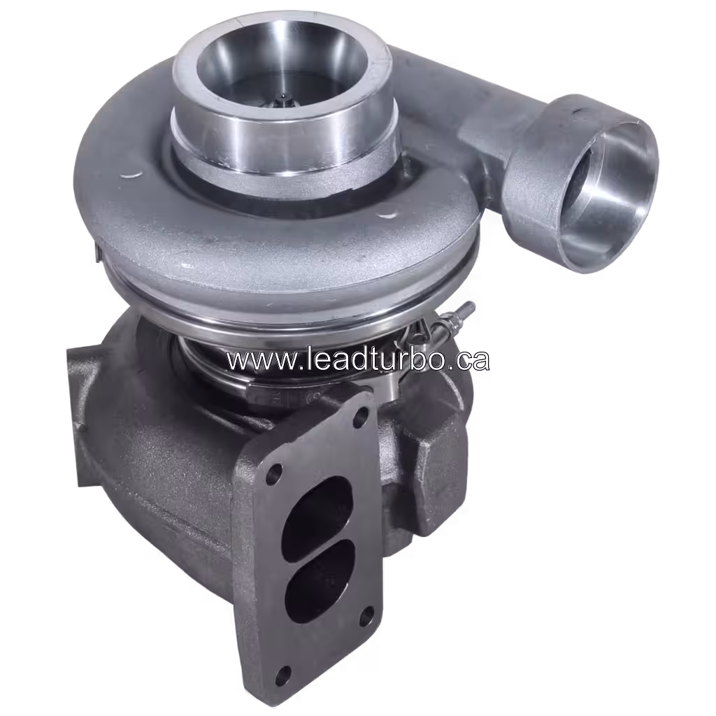 Turbocharger 316699 top view showing compressor inlet and turbine outlet