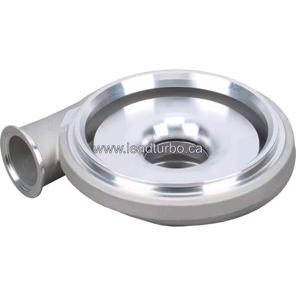 Top and bottom 45-degree views of 3768344 Scania DC9 compressor housing