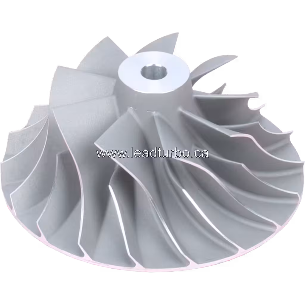 Roue de compresseur TD09L-34QRC vue à 45 degrés, profil des aubes