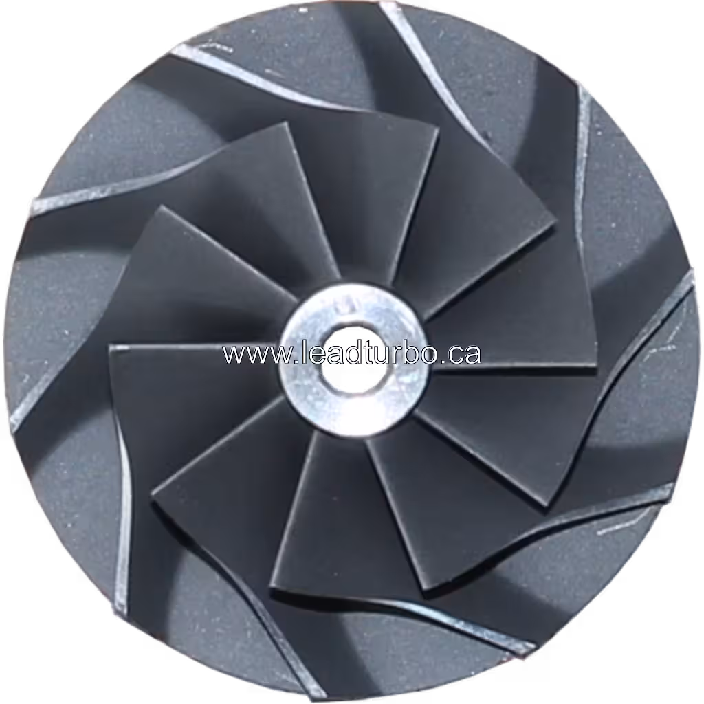 J96 turbo compressor wheel with curved blades, 45-degree angle