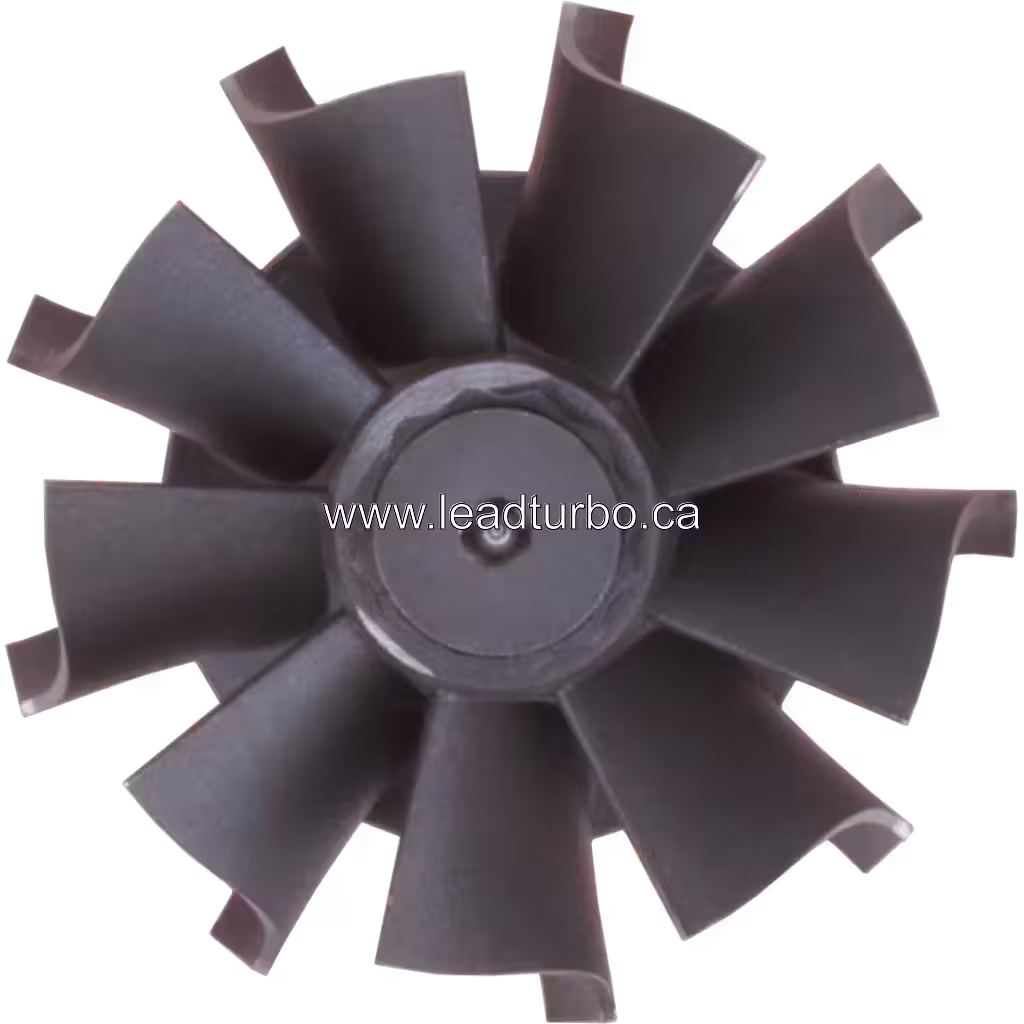 Top-down view of S1B turbine wheel blades and central hub