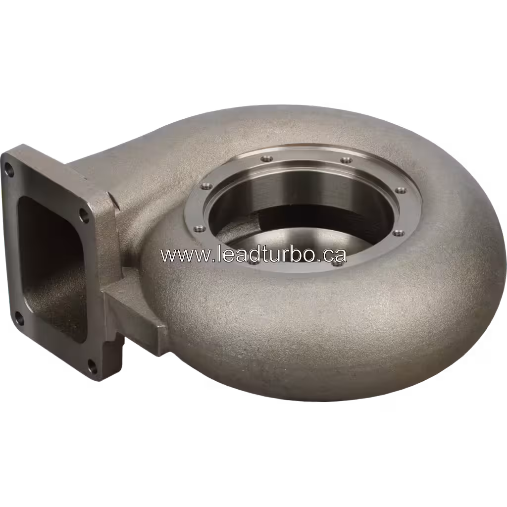 Bottom view of 3529706 turbine housing central flange and mounting tabs