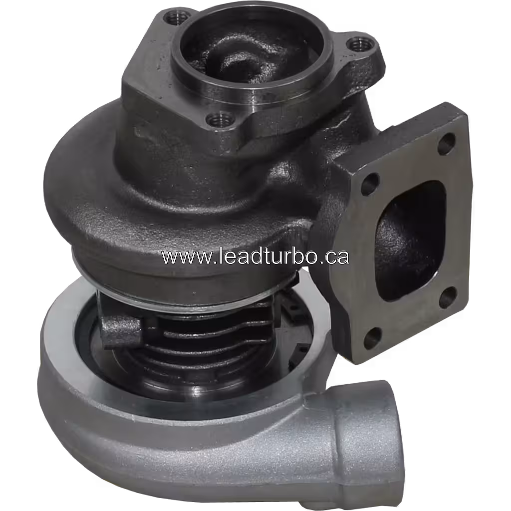 Top view of T250-02 turbocharger showing actuator spring mechanism