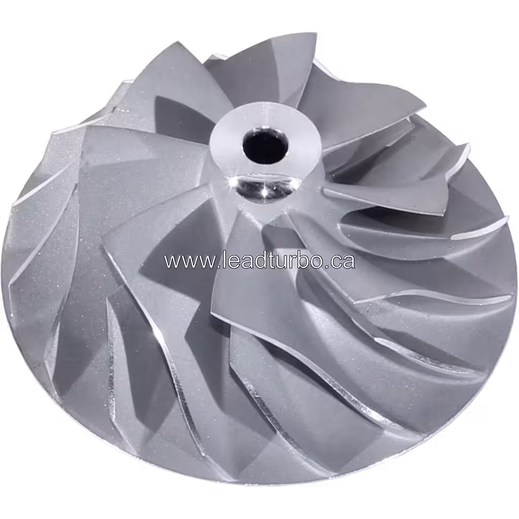 Roue de compresseur 3536444 pour turbo J96, vue de dessus, finition métallique argentée