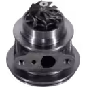 Turbocharger core bottom view showing mounting flange and V-band connections