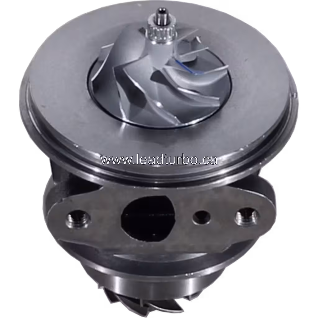CT9 turbo core top 45-degree view with compressor and turbine wheels