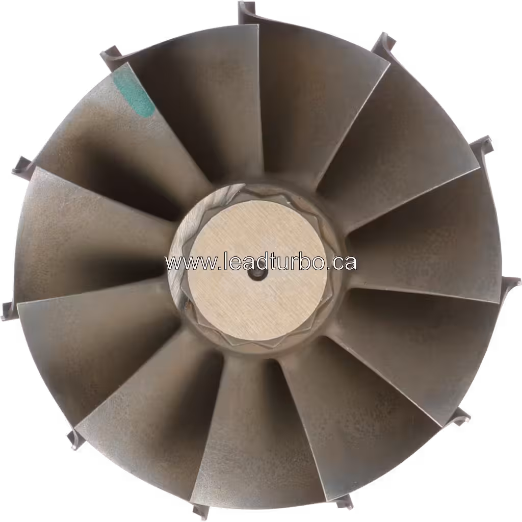 Top-down view of S510C004 turbine wheel blades for CAT 3516B