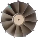 Top-down view of S510C004 turbine wheel blades for CAT 3516B