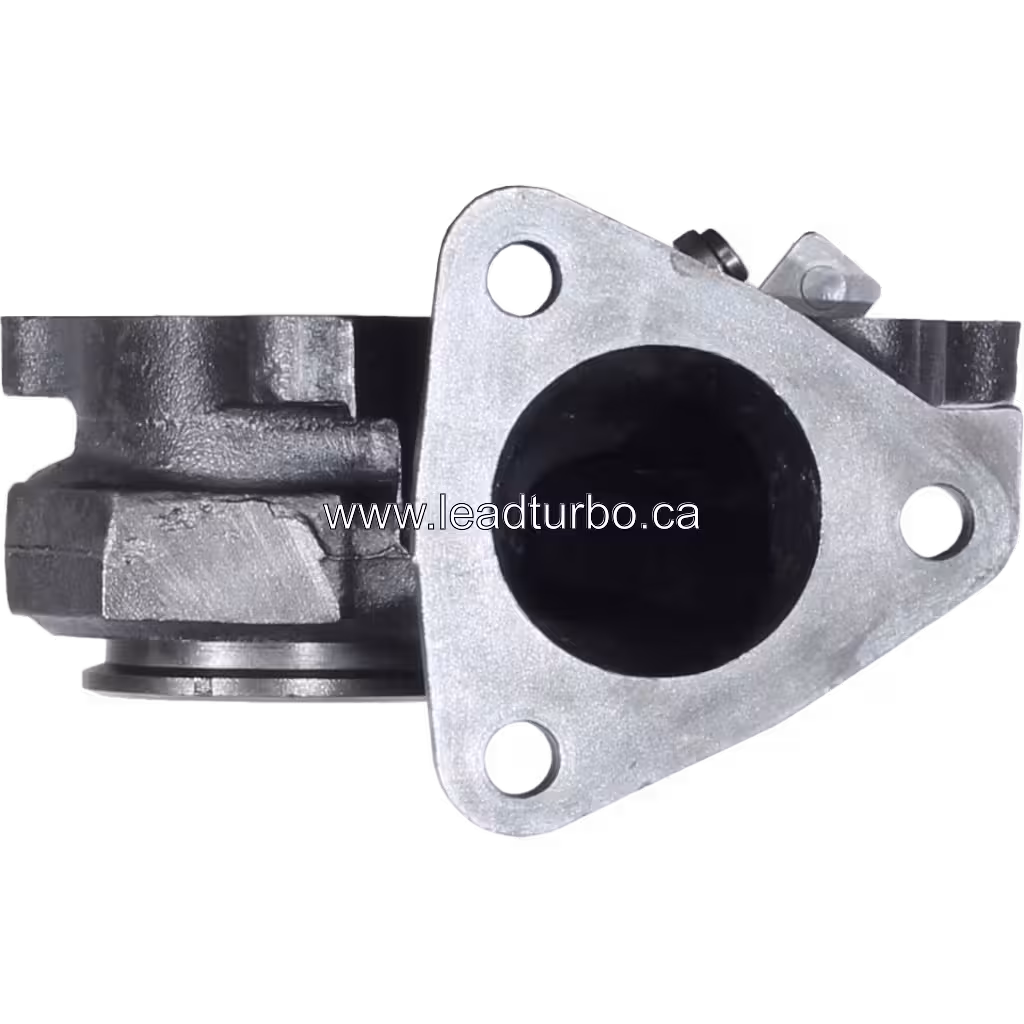 49377-15500 TD04 turbine housing front view with triangular three-bolt flange