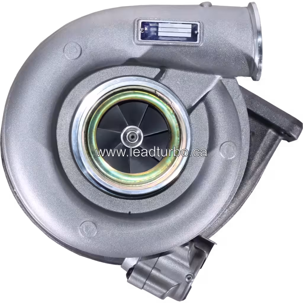 504255233 HY55V turbocharger front view showing compressor wheel and intake for Iveco Cursor 10