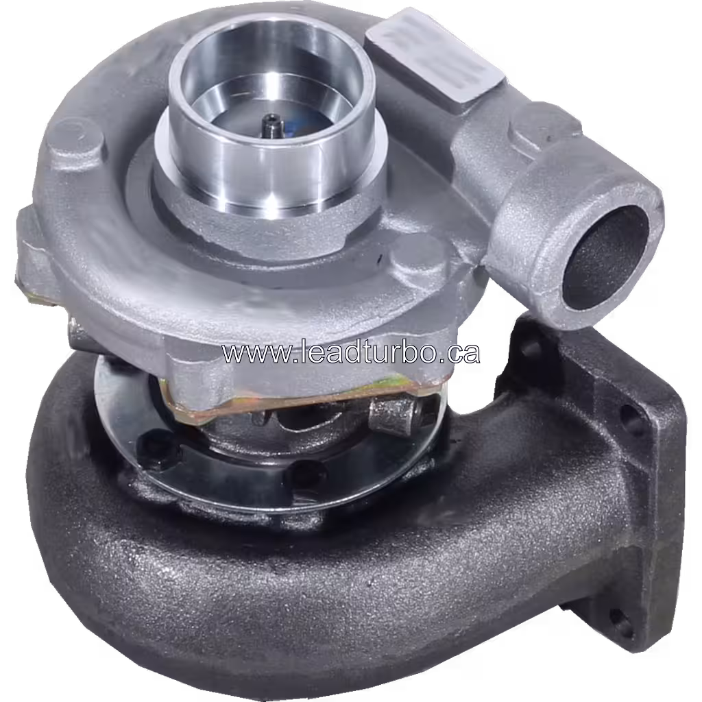 2674374 TA3107 turbocharger top view showing compressor wheel and light grey housing