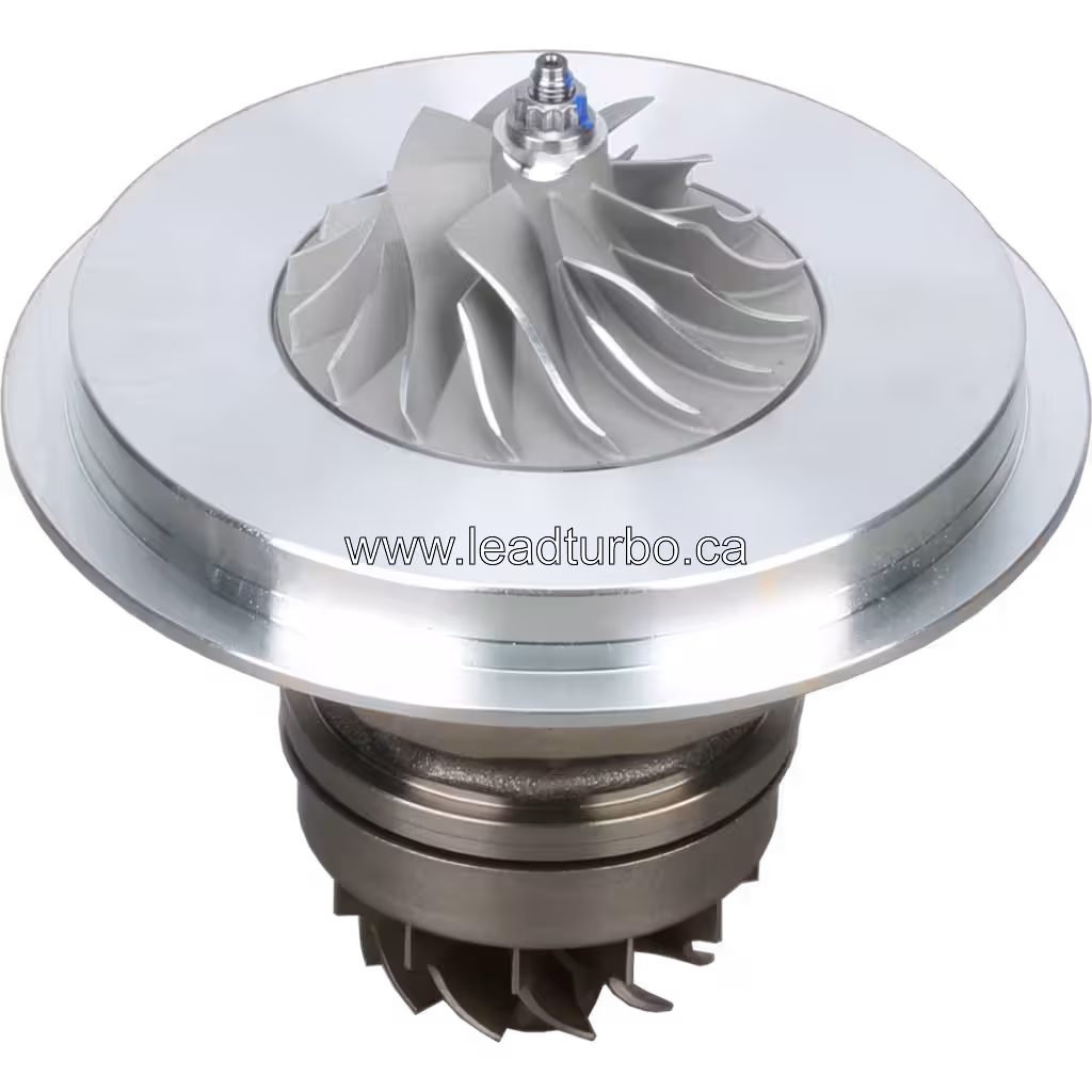 H1C turbo core top 45-degree view with actuator shaft and cast housing