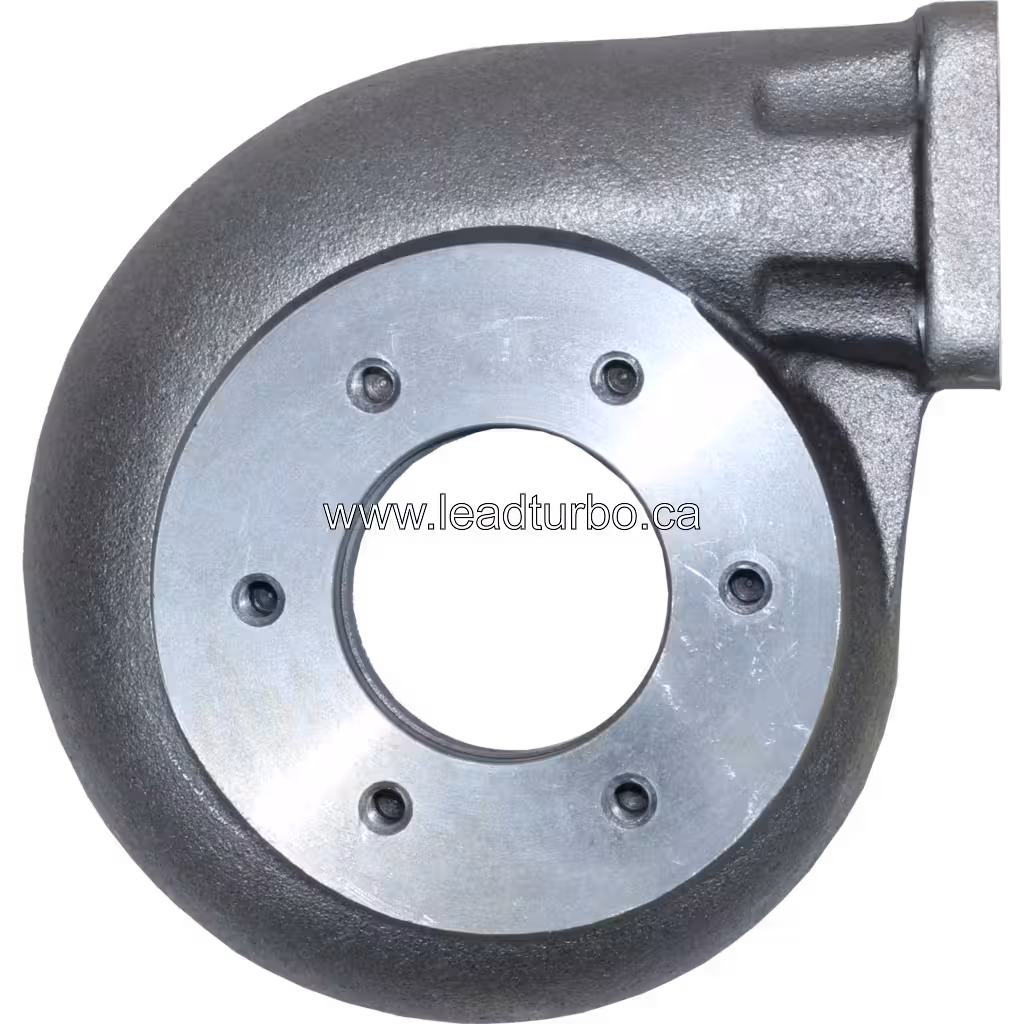 Front view of 408102-0022 turbine housing with six-hole compressor flange