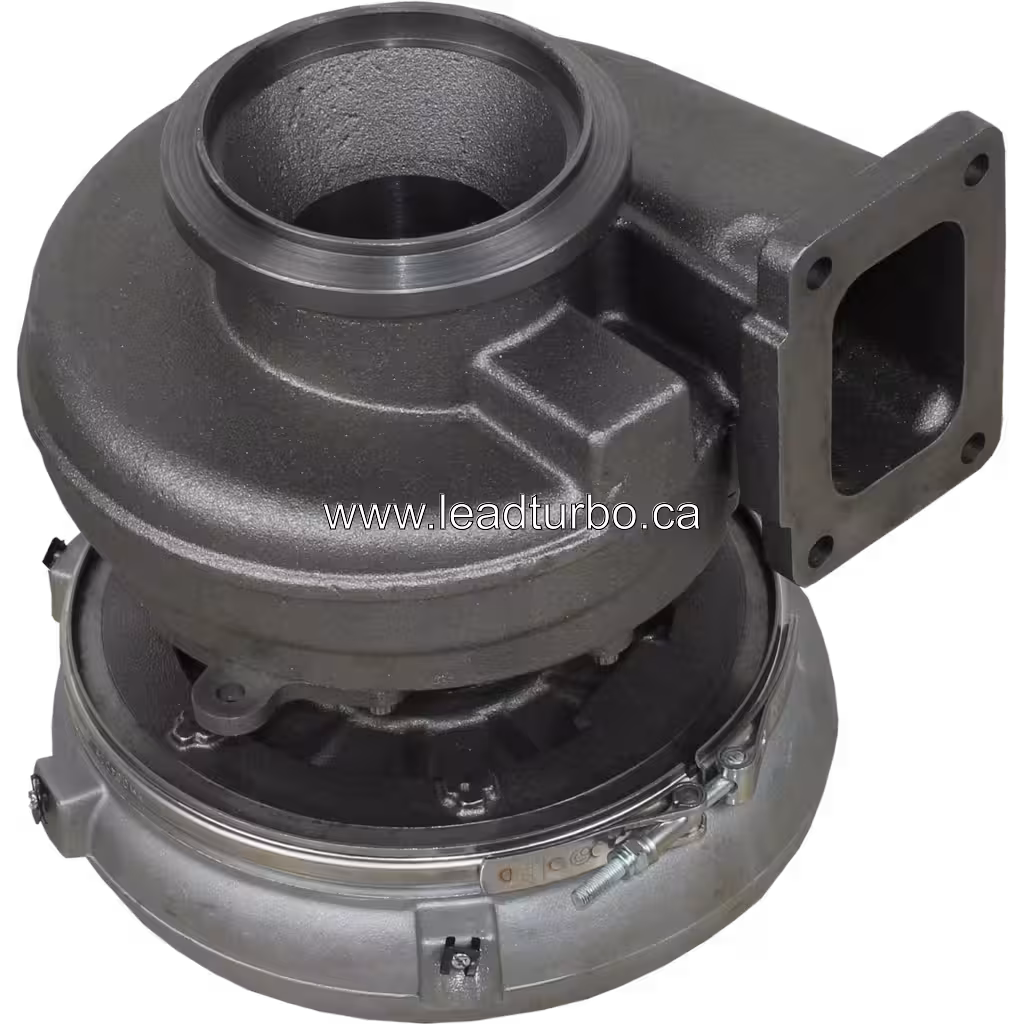 Detroit Diesel Series 60 turbocharger bottom view showing mounting flange
