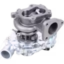 Aluminum compressor housing with round inlet and blue anodized fasteners
