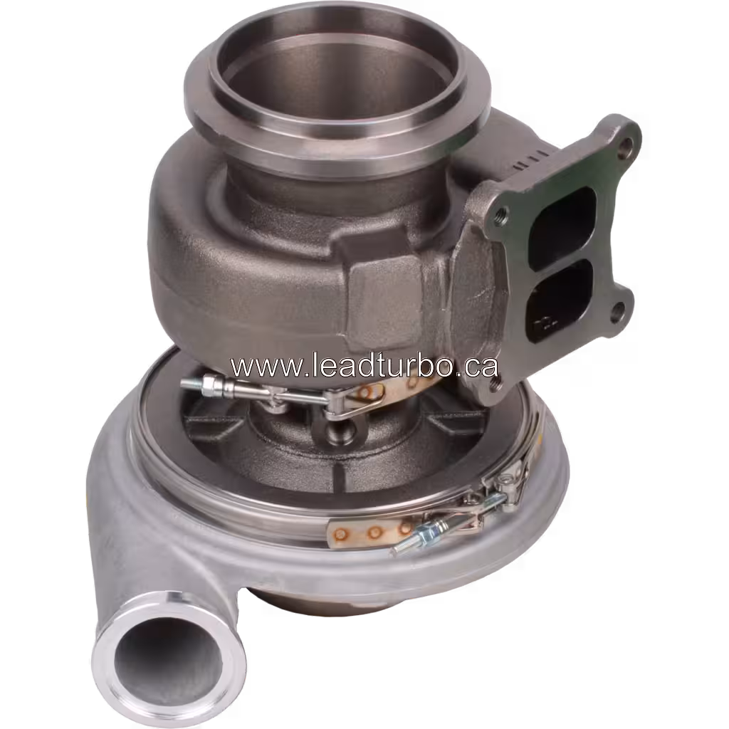 4024967 HX55 Turbocharger bottom view with visible actuator related hardware