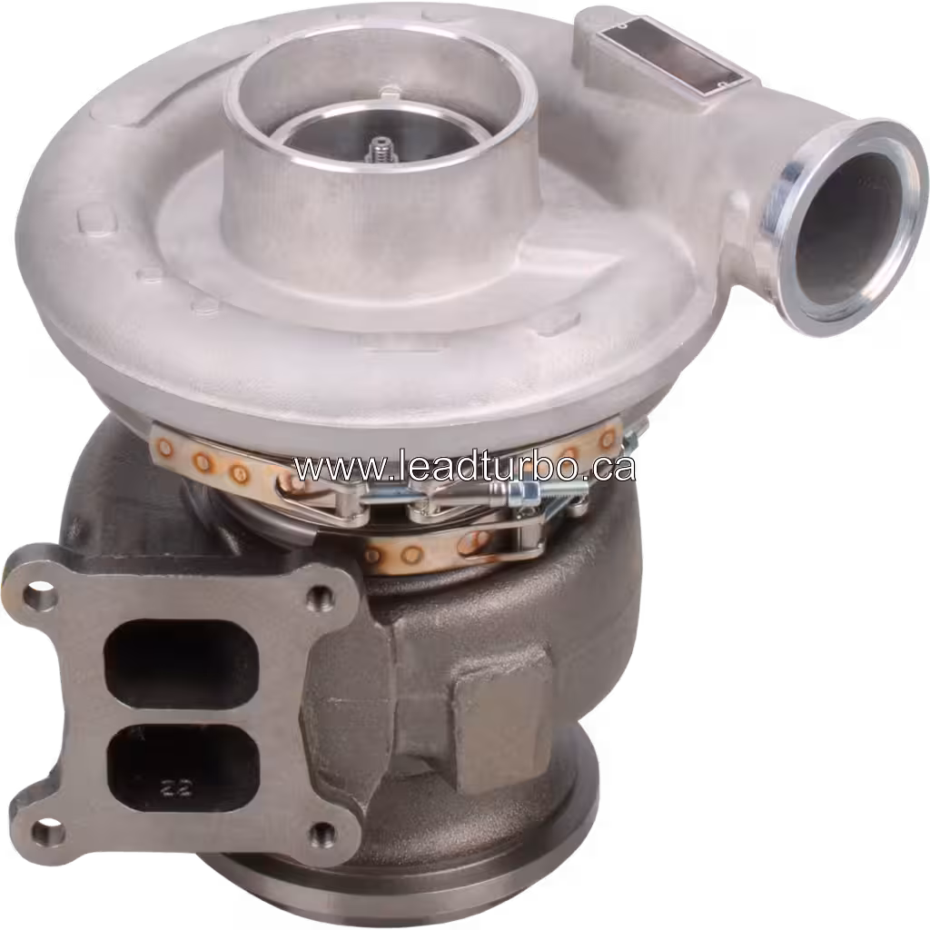 4024967 HX55 Turbocharger top view showing machined compressor housing