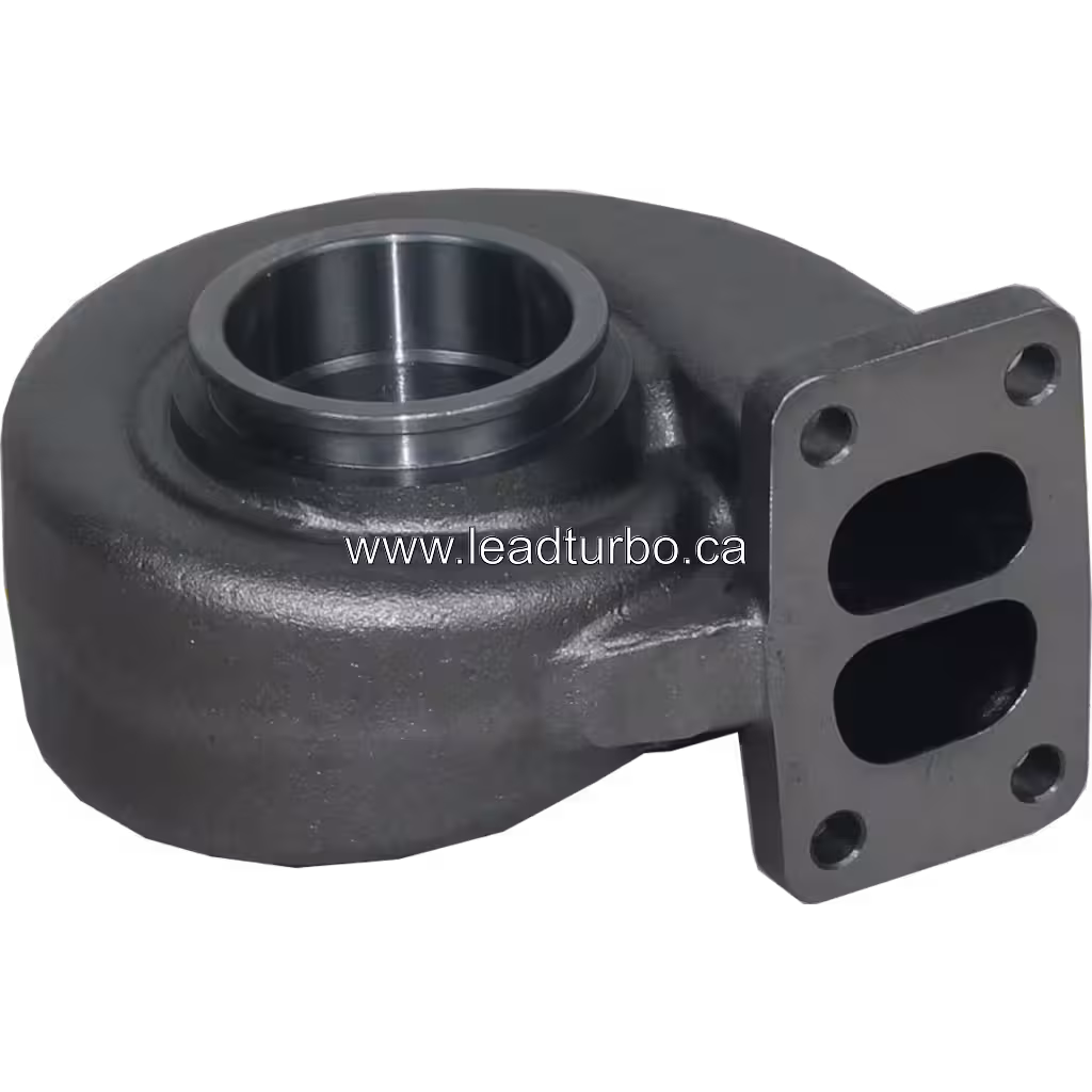 H1C turbine housing top view showing cast metal body and central opening