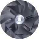 Machined silver compressor wheel with hexagonal hub