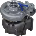 DAF XE250C turbocharger 1388241 top view showing V-band clamp connection