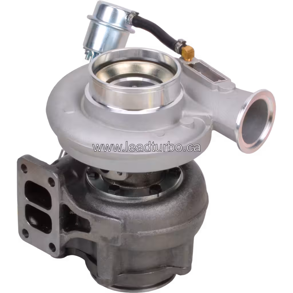 HX40W turbocharger top 45-degree view showing compressor housing
