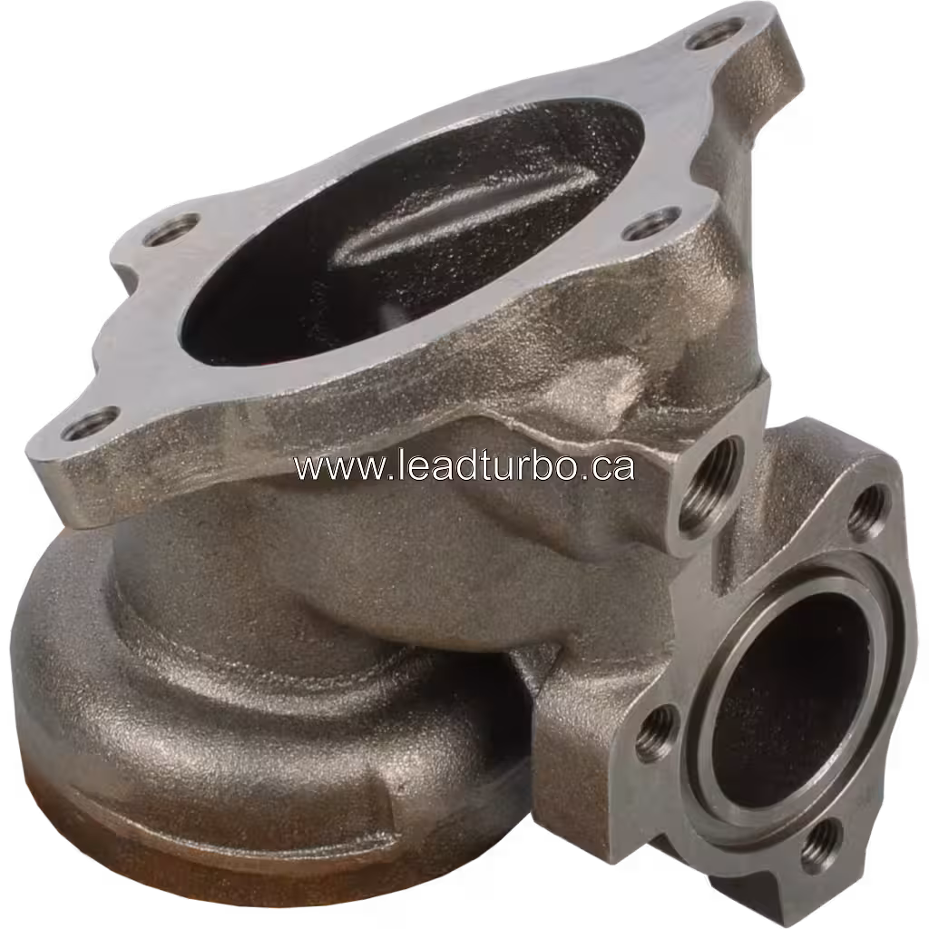 Top view showing internal turbine channel and inlet flange of 53031009110 housing