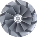 J96 turbocharger rotor assembly close up of turbine wheel hub