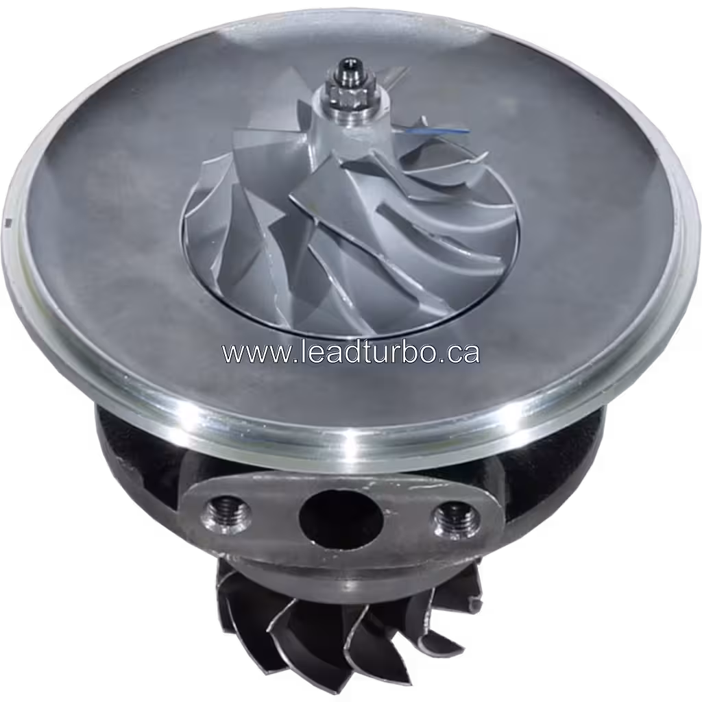 RHE61 core top 45-degree view with compressor and turbine wheels