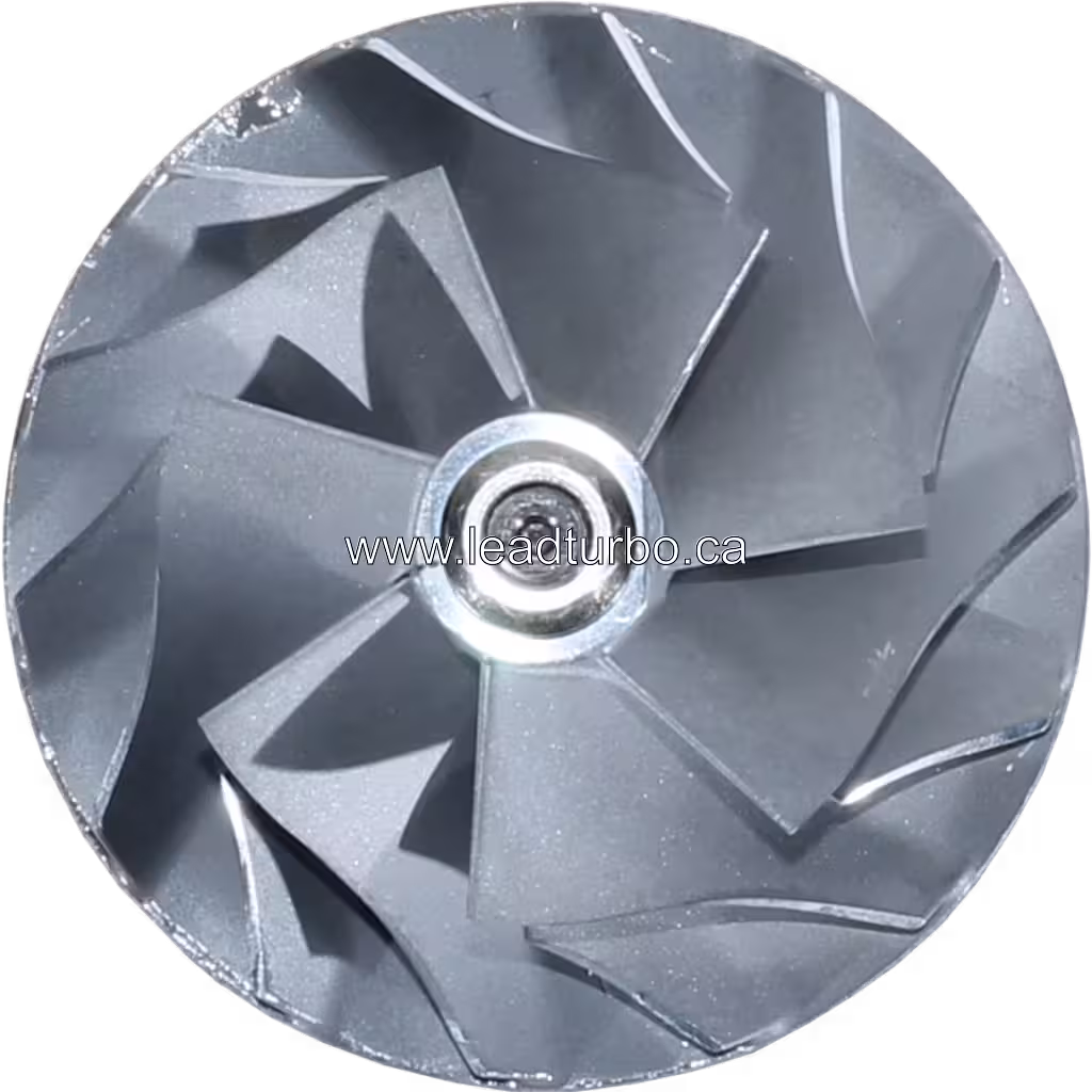 Machined metal rotor with compressor and turbine wheels on central shaft