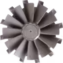 Top-down view of 49132-09110 TW radial turbine wheel with curved blades