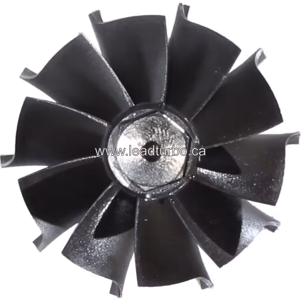 Vue de dessus de la roue turbine TA3106 à aubes courbes