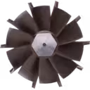 Vue de dessus des aubes de la roue de turbine 77-65-10 avec interface hexagonale