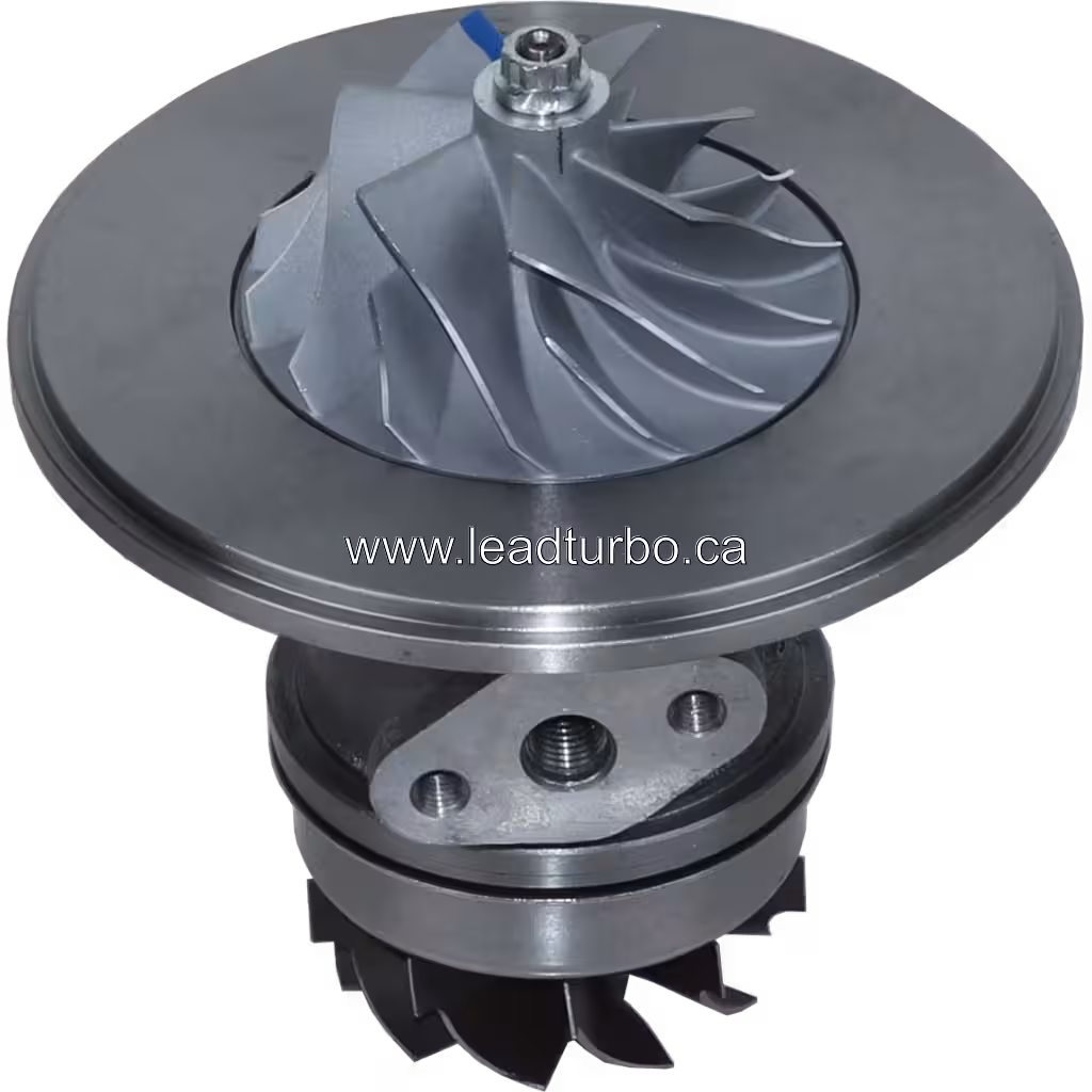 Top view of HX40W core showing compressor wheel and central shaft nut