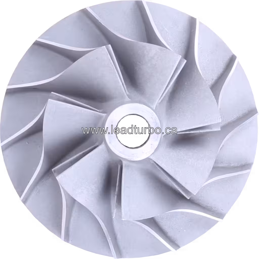 Turbocharger compressor wheel close-up view