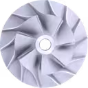 Turbocharger compressor wheel close-up view