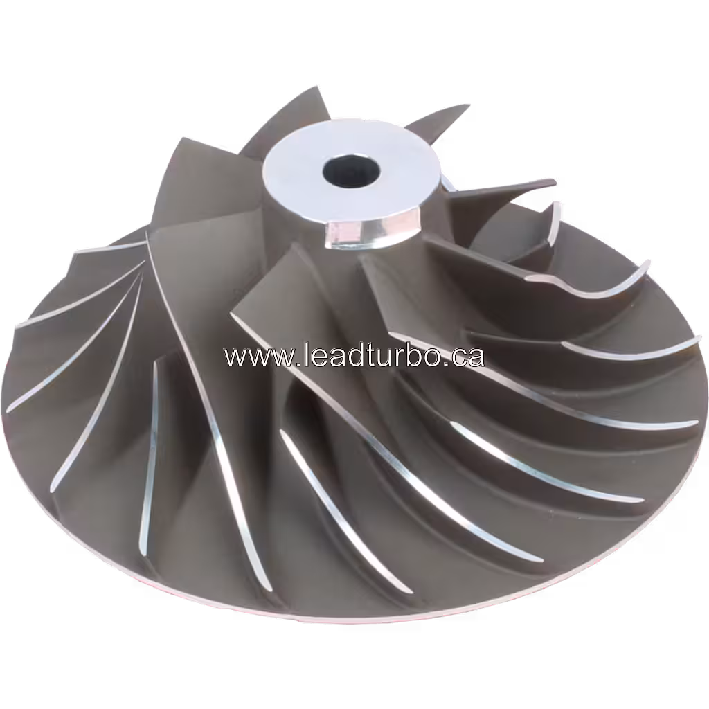 Angled view of radial compressor wheel blades for Cummins QSKV60