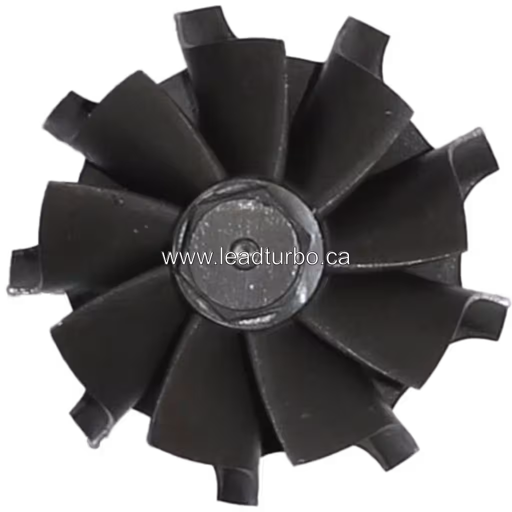 Top-down view of 434533-0007 J96 turbine wheel blades and central hub