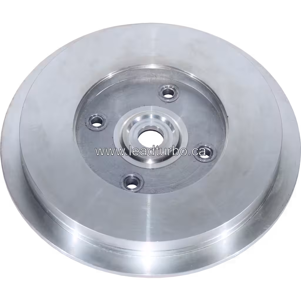 Silver metallic J96 turbo back plate with four-hole mounting pattern