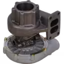 Bottom view of 848010024 turbocharger showing turbine exhaust flange and bearing housing