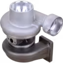 Top view of 7N2515 turbocharger showing compressor housing and turbine inlet flange