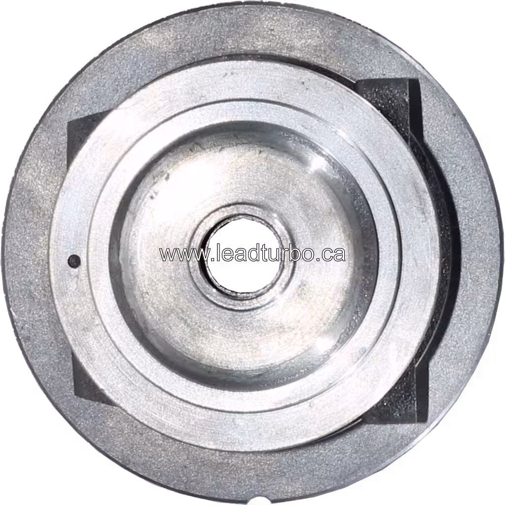 17202-54066 BH CT20 turbocharger bearing housing front view with dual pulleys