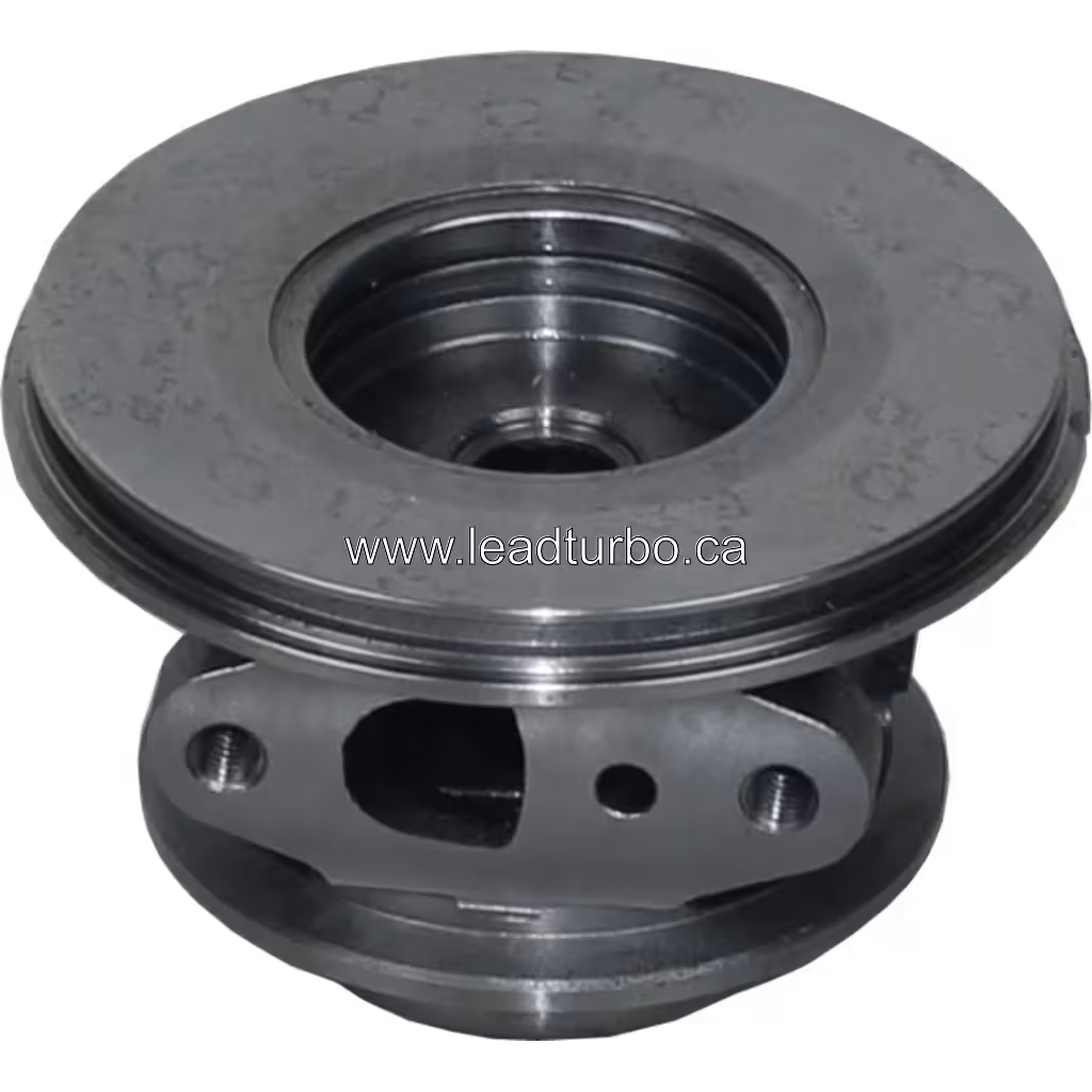45-degree view of CT20 turbo bearing housing mounting flange and shaft opening