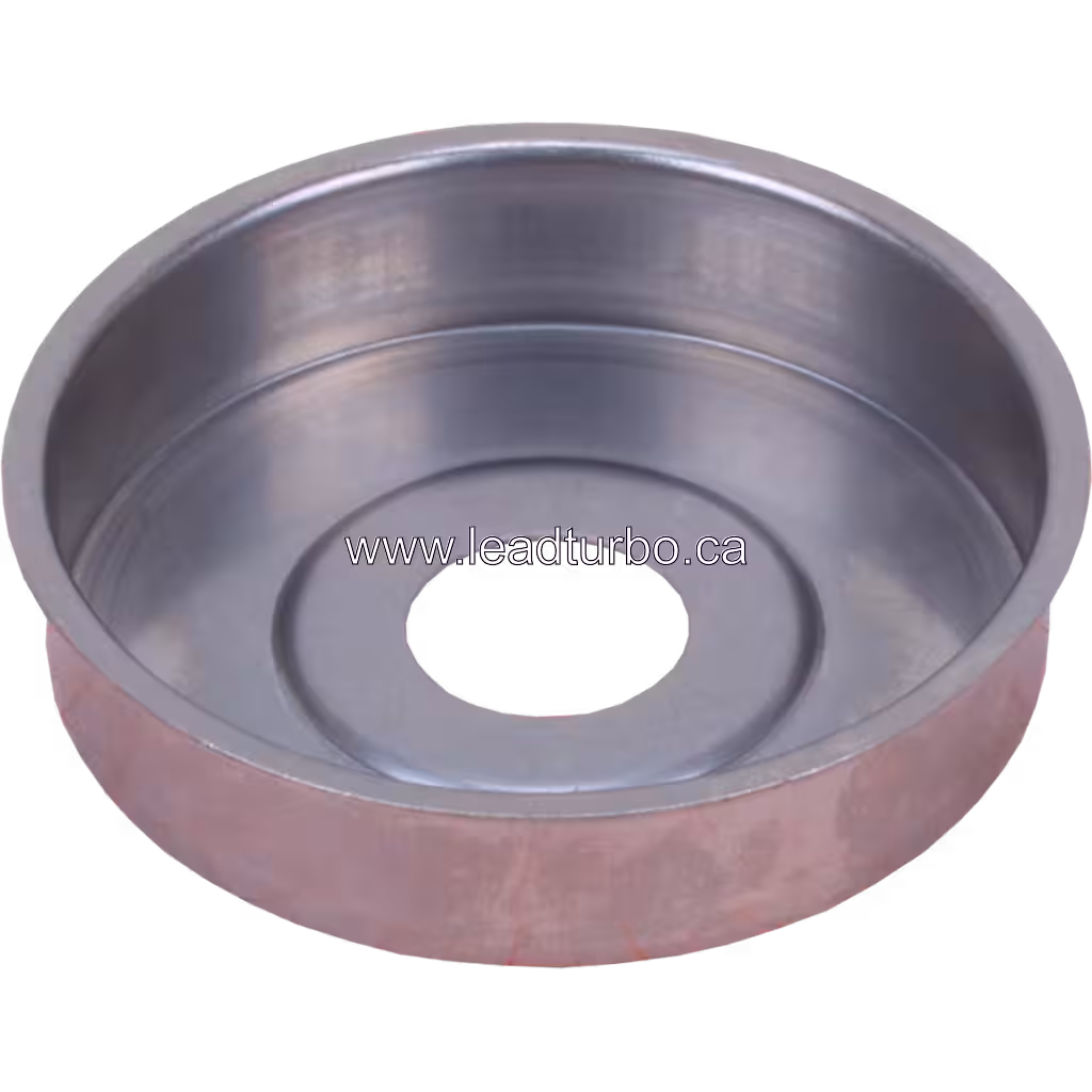Heat shield HX40W vue de bas, profil en cuvette avec bande latérale cuivrée