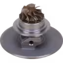 Bottom 45-degree view of Perkins 1106D turbo core with machined metal finish