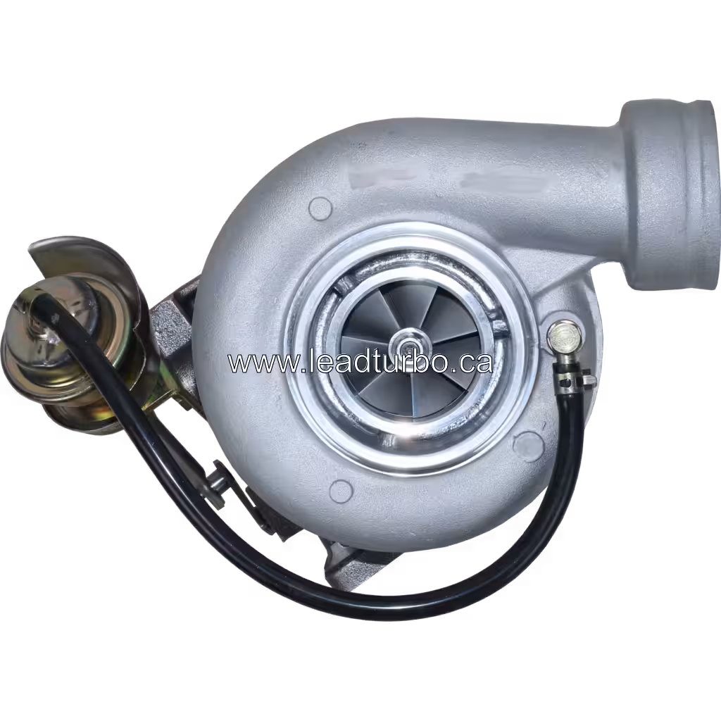 318154 S200G turbocharger front view with silver compressor housing