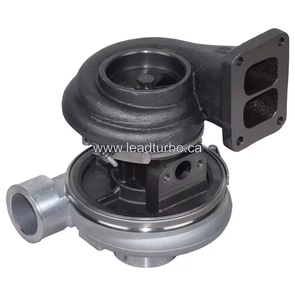 Bottom view of 4LFA302 turbocharger turbine flange and bearing housing