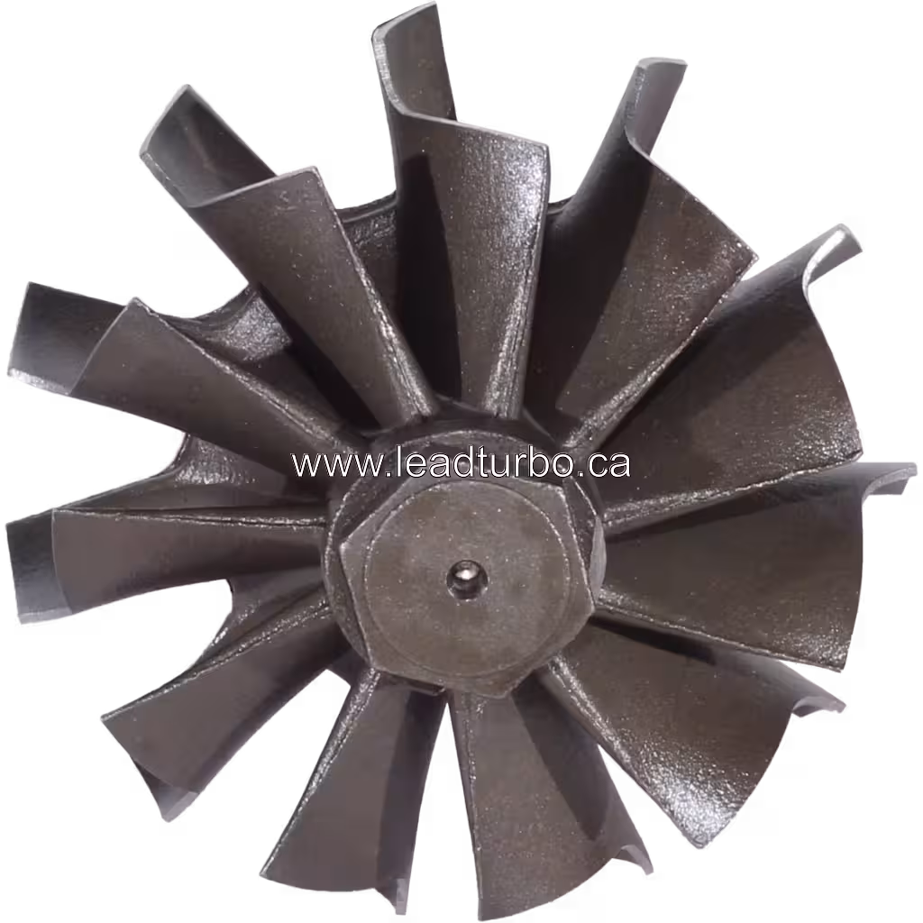 Vue de dessus de la roue turbine 451314-0003 montrant les aubes courbées